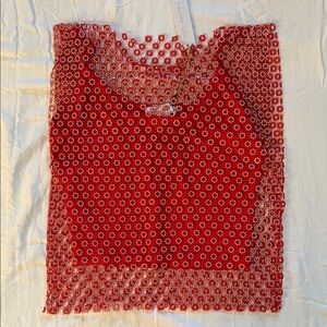 House of Harlow 1960 Red Floral Mesh Blouse
